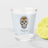 Gold Rose Zucker Schädel Personalisiert Schnapsglas (Vorderseite)