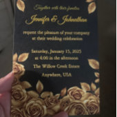 Gold Roses Custom Background Wedding  Gästebuch