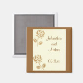 Gold Roses Speichern Sie das Datum der Hochzeitsma Magnet (Vorderseite/Rückseite)
