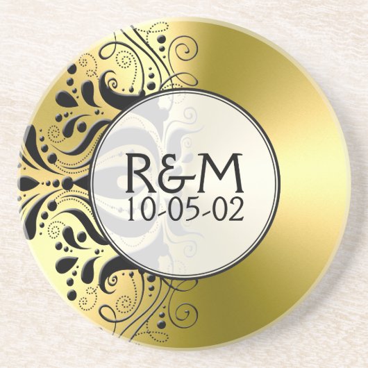 Gold rostfreier Stahl sieht schwarz aus Spitzenakz Getränkeuntersetzer (Vorne)