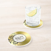 Gold rostfreier Stahl sieht schwarz aus Spitzenakz Getränkeuntersetzer (Seite)