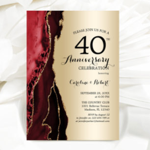 Gold Rot Elegant 40. Jubiläum Einladung