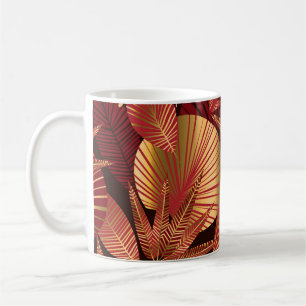 Gold Rot, geometrisches tropisches Muster. Kaffeetasse