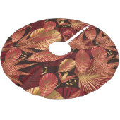 Gold Rot, geometrisches tropisches Muster. Polyester Weihnachtsbaumdecke (Schrägansicht)