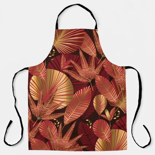 Gold Rot, geometrisches tropisches Muster. Schürze (Vorderseite)
