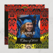 GOLD, ROT, SCHWARZ-DAMASK-ABSCHLUSS-MONOGRAMM ANKÜNDIGUNG (Vorne/Hinten)