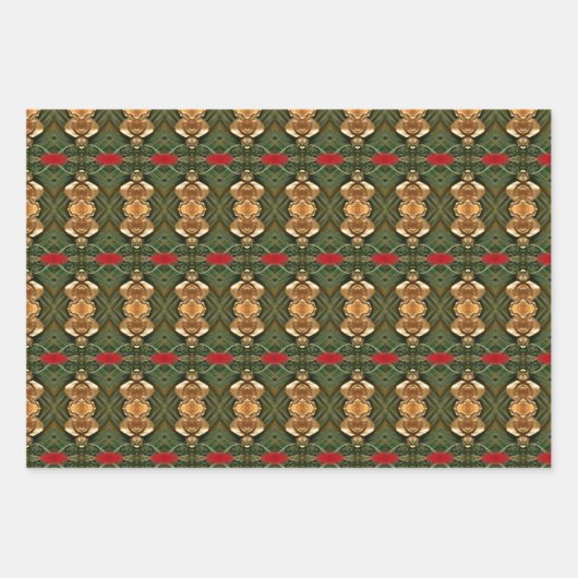 Gold rot und grün geschenkpapier set (Vorderseite)