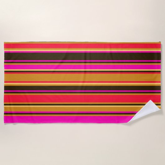 Gold, Rot und Magenta Strandtuch (Vorderseite)