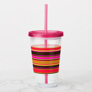 Gold, Rot und Magenta Streifen Akrylic Tumbler Acryltrinkbecher