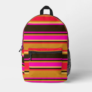 Gold-, Rot- und Magenta-Streifen-Rucksack Bedruckter Rucksack