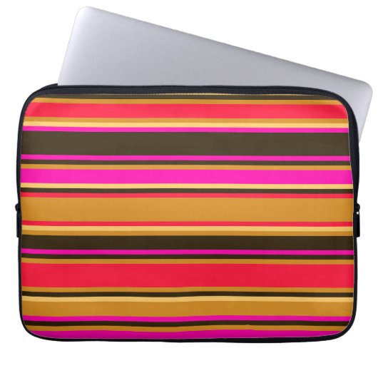 Gold, Rot und Magenta Striped Electronics Bag Laptopschutzhülle (Vorderseite)