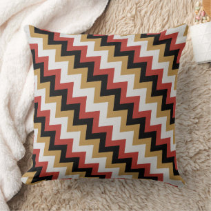 Gold, Rot und Weiß Zigzag Kissen