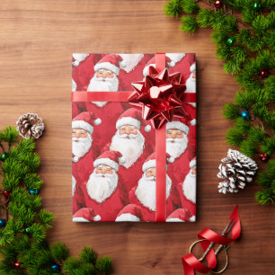 Gold Rot Weiß Fröhlicher Weihnachtsmann Weihnachte Geschenkpapier
