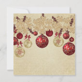 Gold/Rot Winter Holiday Ornaments Brautparty Einladung (Rückseite)