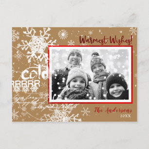 Gold & Rot Winterliche warme Wünsche Urlaub Modern Feiertagspostkarte