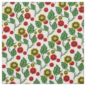 Gold/rote Blume/grüne Blätter/Folkblume Stoff (Muster)