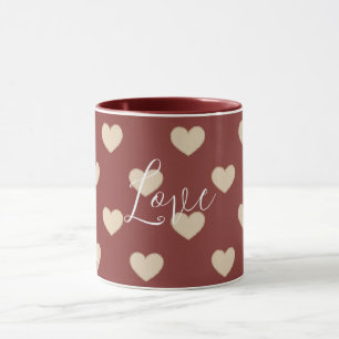 Gold Rote Creme Glitter Herzen Valentinstag Tasse