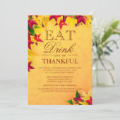 Gold Rote Herbstuntergänge Erntedank Dinner Party Einladung (Stehend Vorderseite)