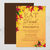 Gold Rote Herbstuntergänge Erntedank Dinner Party Einladung (Vorne/Hinten)