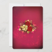 Gold Rote Rosen Floral Modern Boho Einladung (Rückseite)