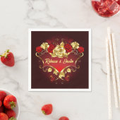 Gold Rote Rosen Floral Modern Boho Napkins Serviette (Beispiel)