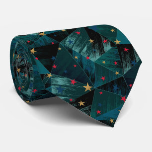 Gold, rote Sterne auf blau Krawatte