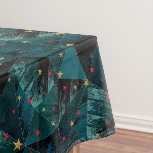 Gold, rote Sterne auf blau Tischdecke (Beispiel)