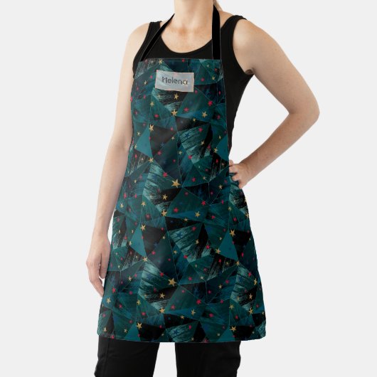 Gold, rote Sterne auf blauer Schürze (InSitu)