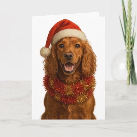 Gold / roter Cocker Spaniel Frohe Weihnachtskarte Karte (Vorderseite)