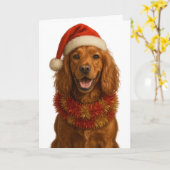 Gold / roter Cocker Spaniel Frohe Weihnachtskarte Karte (Gelbe Blume)
