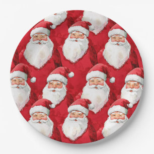 Gold Roter Weißer Fröhlicher Weihnachtsmann Weihna Pappteller