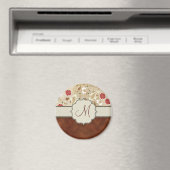 Gold-, Rotes und weißesblumen auf Magnet (In Situ (Geschirrspüler))