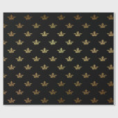 Gold Royal Black King Crown Heraldic Princess Geschenkpapier (Flach)