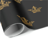 Gold Royal Black King Crown Heraldic Princess Geschenkpapier (Rolleneckpunkt)