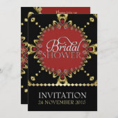 Gold Royal Black Red Bridal Dusche Einladungen (Vorne/Hinten)