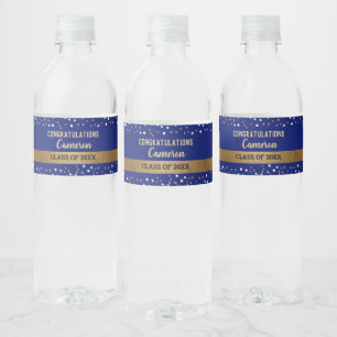 Gold Royal Blau Abschluss personalisiert Abschluss Wasserflaschenetikett