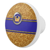 Gold & Royal Blue Crown Custom Personalisiert Keramikknauf (Rechts)
