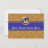 Gold & Royal Blue Crown Elegante Event RSVP Card Karte (Rückseite)