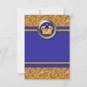 Gold & Royal Blue Crown Elegante Tischnummer Card (Rückseite)