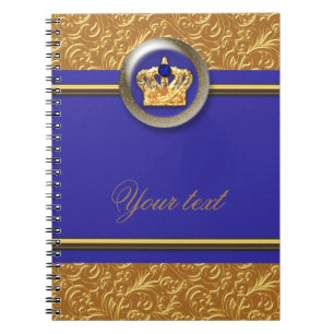 Gold & Royal Blue Crown Elegantes Storybook Journa Notizblock