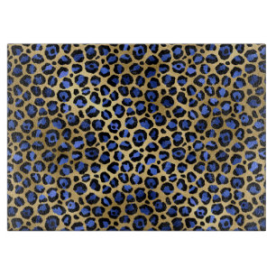 Gold & Royal Blue Glam Leopard Spots drucken Schneidebrett