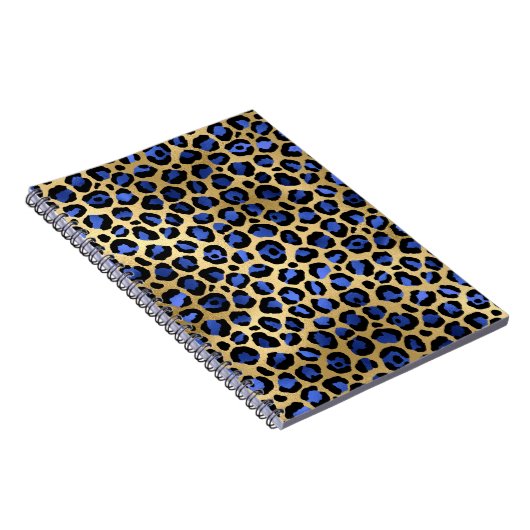 Gold & Royal Blue Glam Leopard Spots Print Notizblock (Rechte Seite)