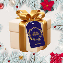 Gold & Royal Blue Merry Weihnachtsgeschenk-Tag