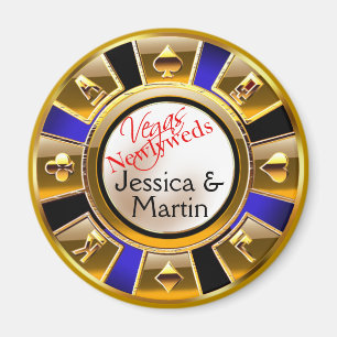 Gold & Royal Blue Vegas Casino Chip Gefallen Preis Magnet