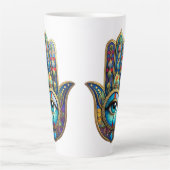 Gold Royal Blue w/ Turquoise Third Eye Hamsa Milchtasse (Vorderseite)