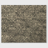 Gold Royal Damask Black Crushed Velvet Sepia Imita Geschenkpapier (Flach)
