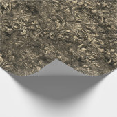 Gold Royal Damask Black Crushed Velvet Sepia Imita Geschenkpapier (Ecke)