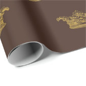 Gold Royal Damask Bronze King Crown Heraldic Geschenkpapier (Rolleneckpunkt)