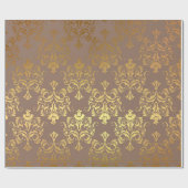 Gold Royal Damask Floral Ivory Beige Heraldic Geschenkpapier (Flach)