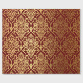 Gold Royal Damask Floral Maroon Burgundy Luxury Geschenkpapier (Flach)
